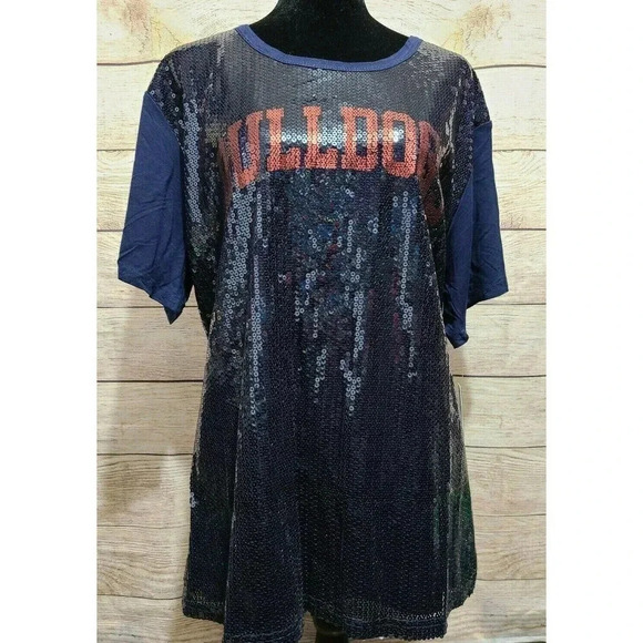 Big Boy Headgear Women's Sequined Bulldogs Top - Picture 1 of 7